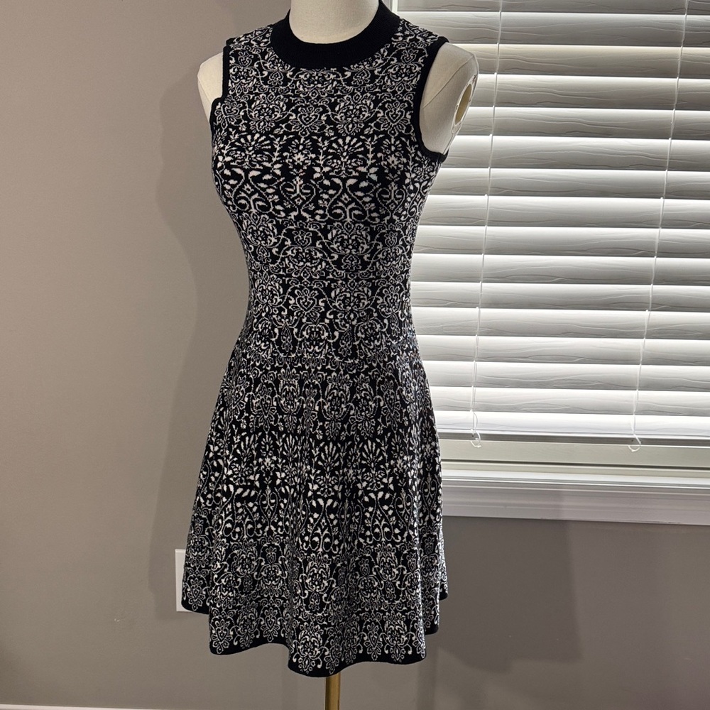 Elegant Black and White Patterned Dress